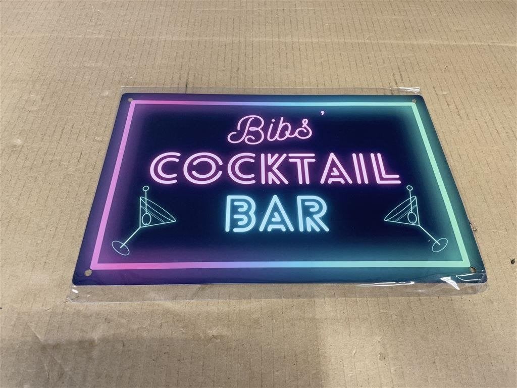 Bibs cocktail bar reclame bordje, Ophalen of Verzenden, Zo goed als nieuw, Reclamebord