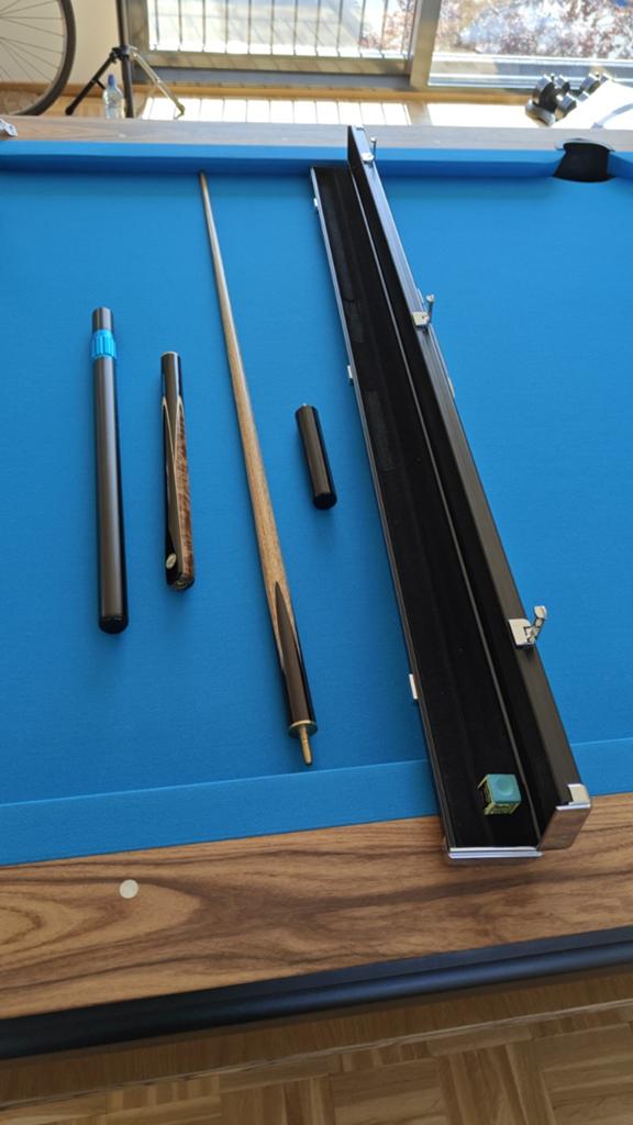 Janeson Handmade Snooker Keu, 2 extentions, alu flightcase, Ophalen of Verzenden, Zo goed als nieuw, Keu of Ballen