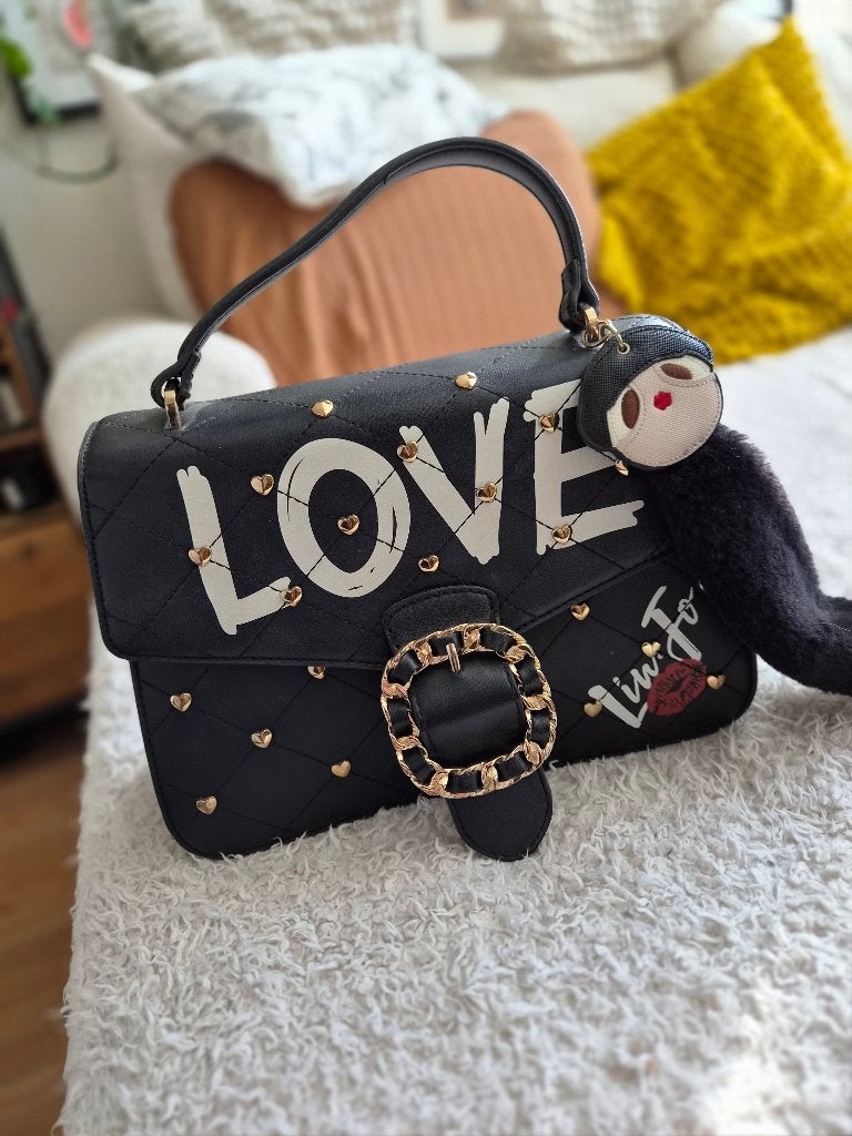 Liu Jo leather handtas with MOSCHINO charm, Ophalen, Zo goed als nieuw, Zwart, Handtas