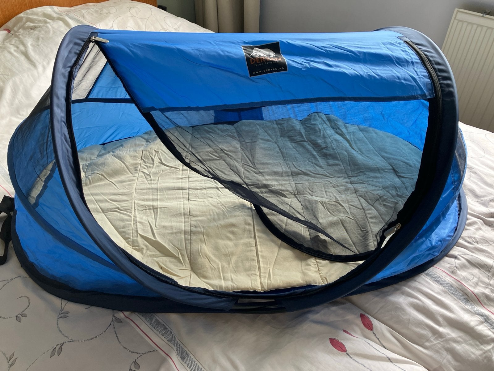 Deryan Peuter Luxe Reisbedje - Blauw, Kinderen en Baby's, Babywiegjes en Ledikanten, Ophalen of Verzenden, Zo goed als nieuw, Reisbedje
