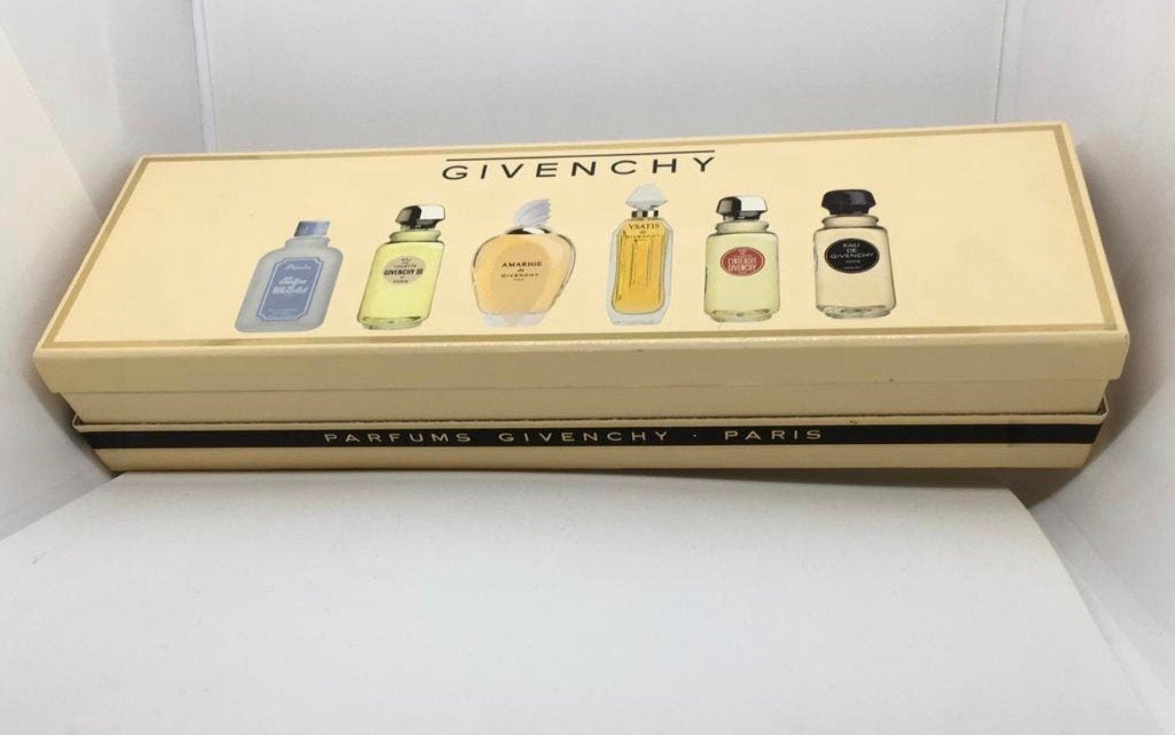 Set van Givenchy met 6 volle miniaturen Vintage mooie doos, Verzenden, Nieuw, Miniatuur, Gevuld