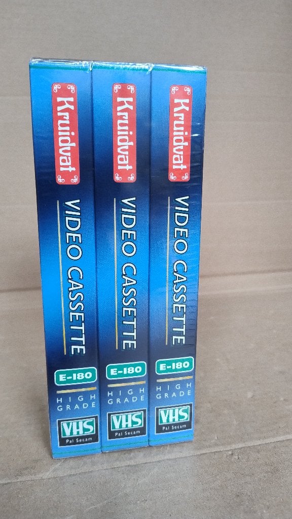 3 VHS videobanden Kruidvat E-180 nieuw in verpakking, Alle leeftijden, Overige genres, Ophalen of Verzenden, Nieuw in verpakking
