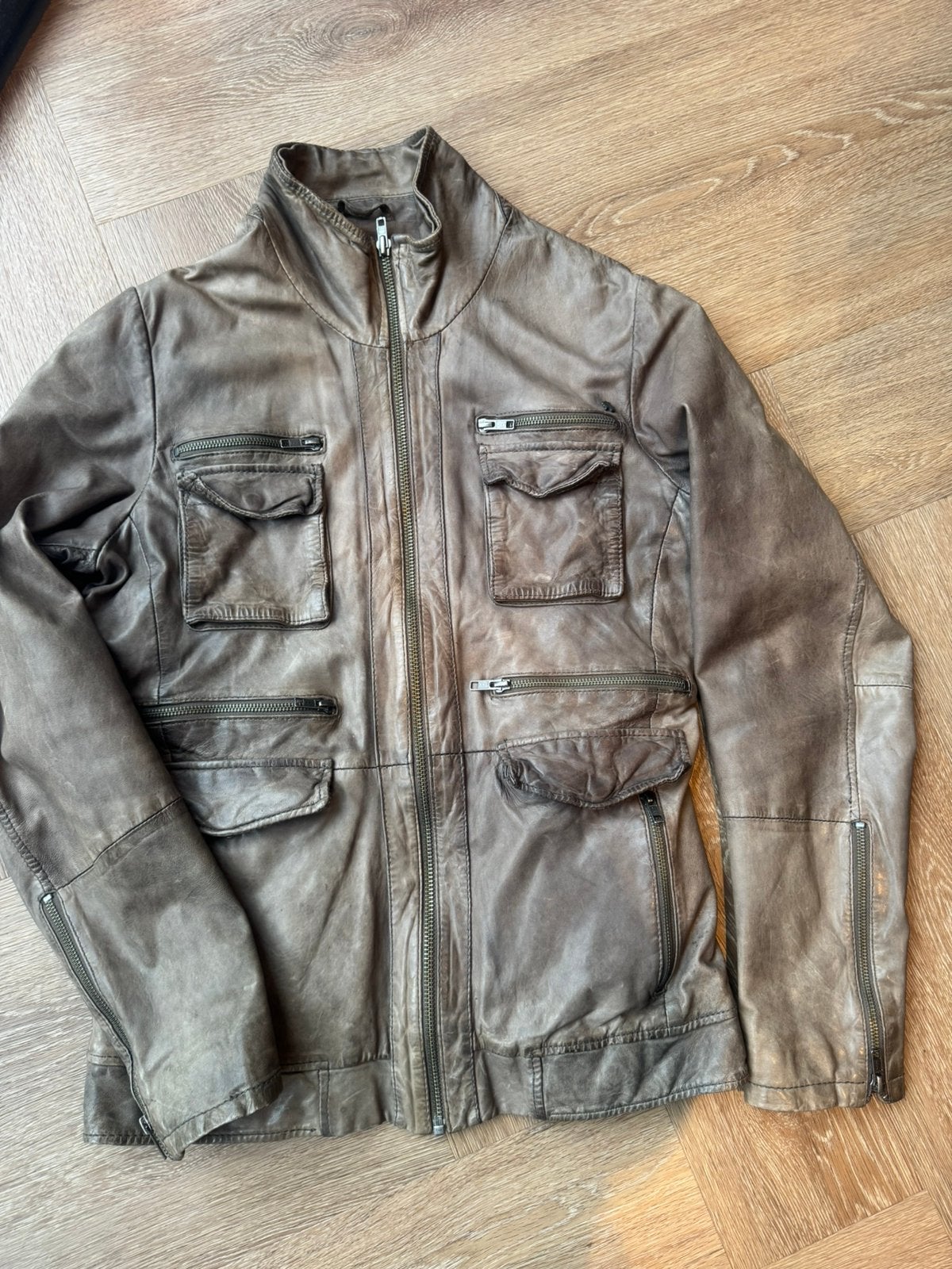 Leren jas IKKS (m), Ophalen of Verzenden, Gedragen, Maat 48/50 (M), Bruin