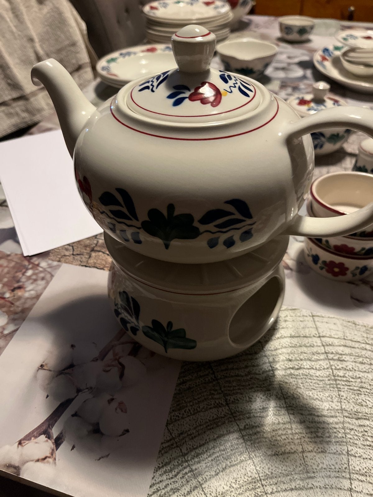 Boch Frères La Louvière theepot met theelicht, Antiek en Kunst, Ophalen