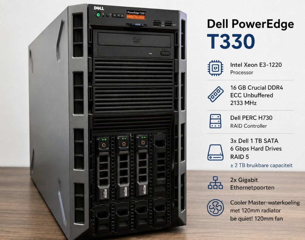 Dell PowerEdge T330 Towerserver | 16GB ECC | PERC H730, Computers en Software, Servers, Gebruikt, Ophalen of Verzenden, 3 TB, 3 tot 4 Ghz
