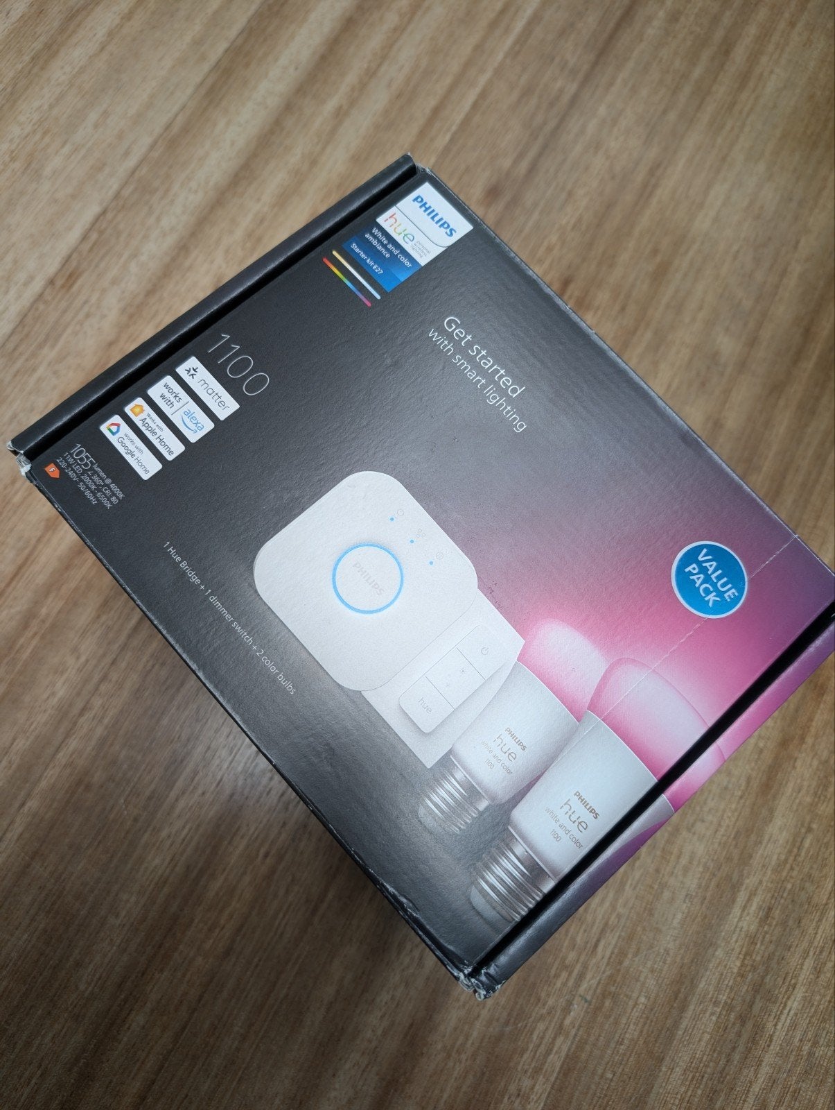 Philips Hue Starterkit E27 - Nieuw in doos, Nieuw, Bedienbaar via app, Smart lamp, Meerkleurig