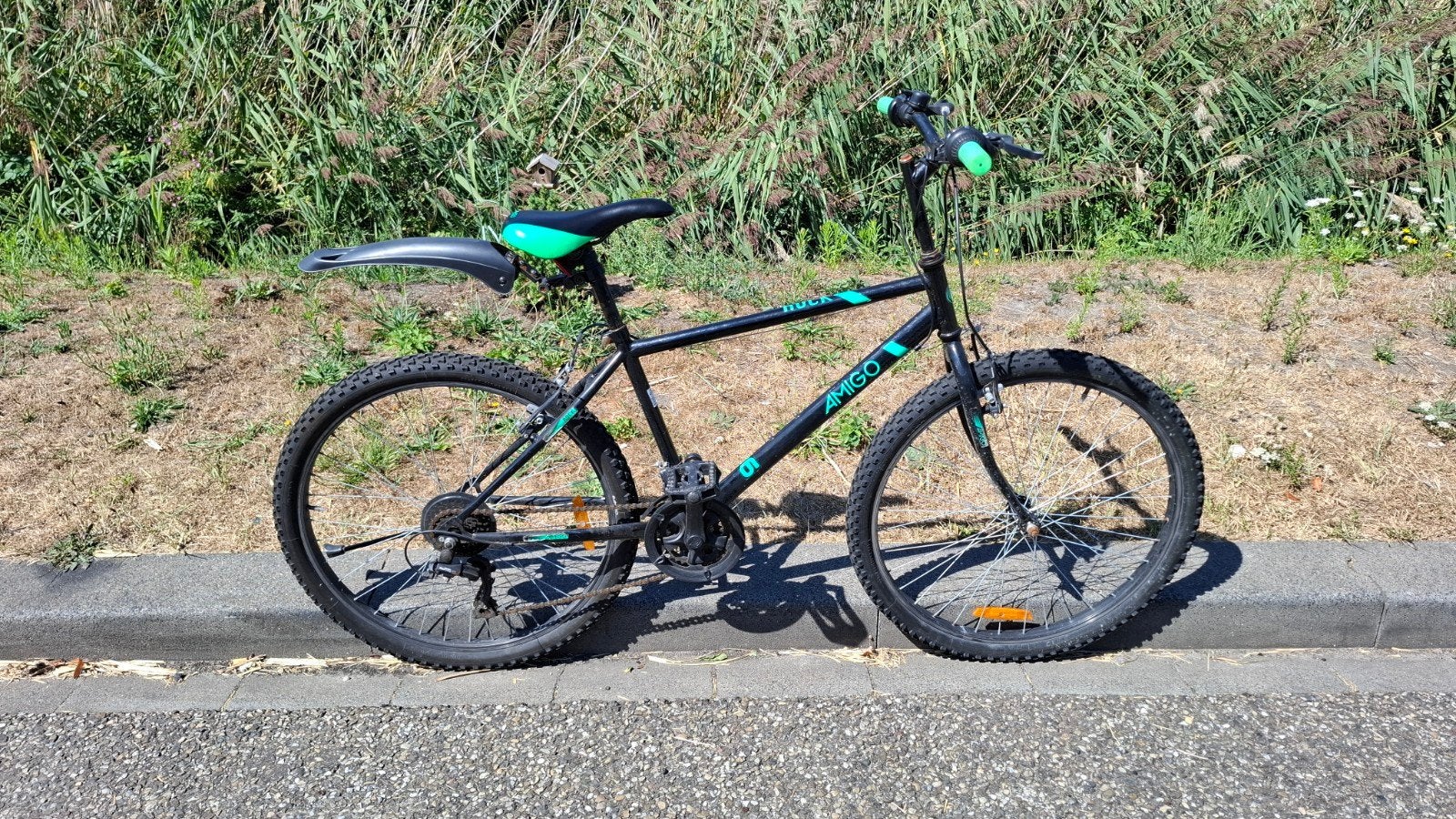 Amigo Mountainbike Zwart/Groen - 6 Versnellingen, Fietsen en Brommers, Gebruikt, Velgrem, Versnellingen, 65 cm of meer