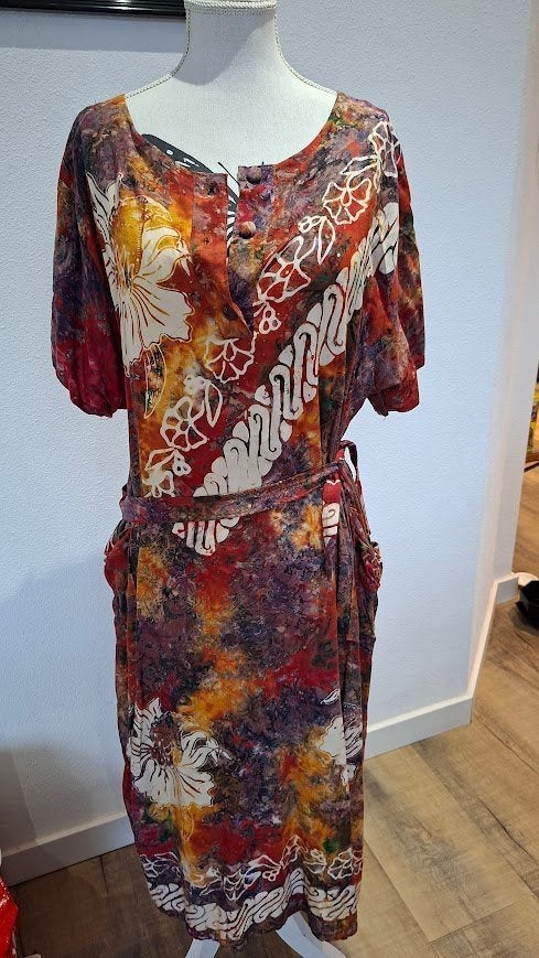 Lady Cactus Batik Jurk - Kleurrijk en Uniek, Maat 38/40 (M), Meerkleurig, Ophalen of Verzenden, Zo goed als nieuw