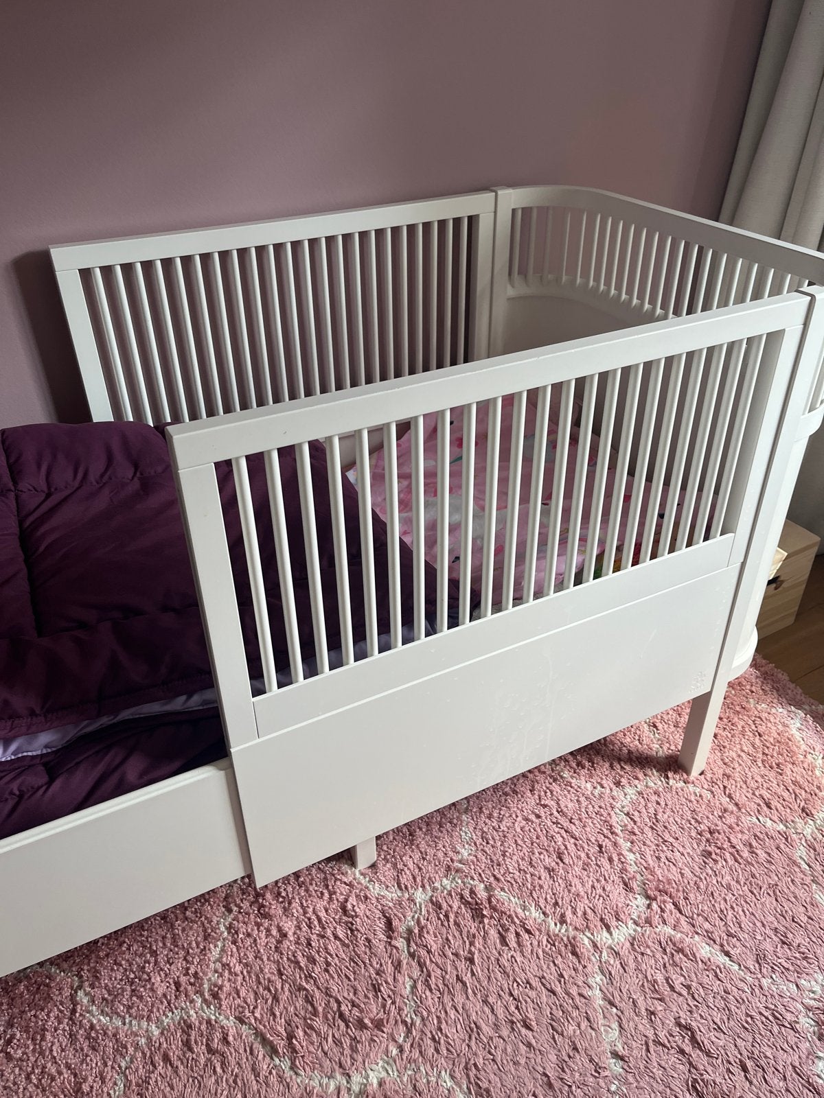 Sebra Meegroeibed Baby & Junior - Classic White, Ophalen, Gebruikt, 70 tot 85 cm, 140 tot 160 cm