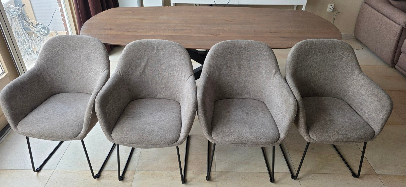 4 Usuals Jasmin eetkamerstoelen beige/ecru, Huis en Inrichting, Stoelen, Ophalen, Gebruikt, Overige kleuren, Stof