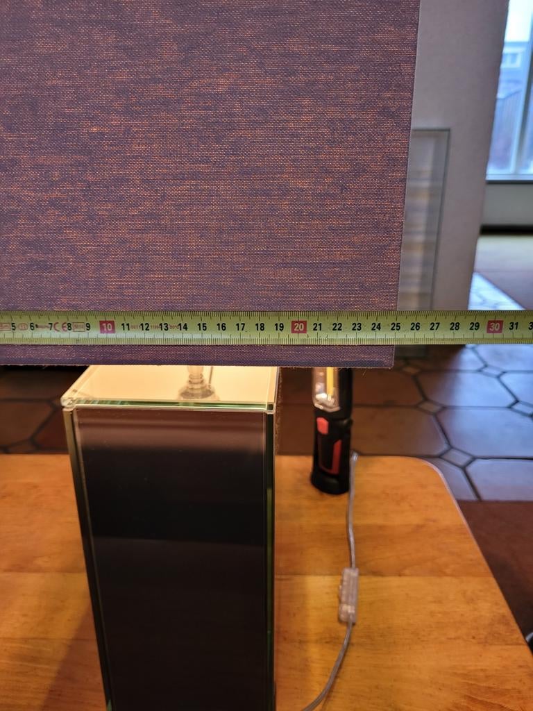 Helder design lamp met stoffen kap, Ophalen, Modern design, Nieuw, Glas