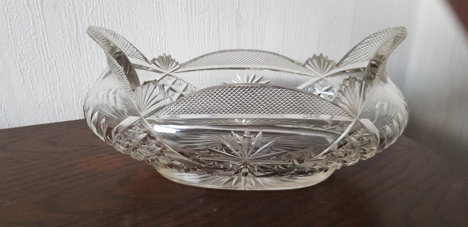 Vintage glazen Jardiniere schaal, Antiek en Kunst, Antiek | Glas en Kristal, Verzenden