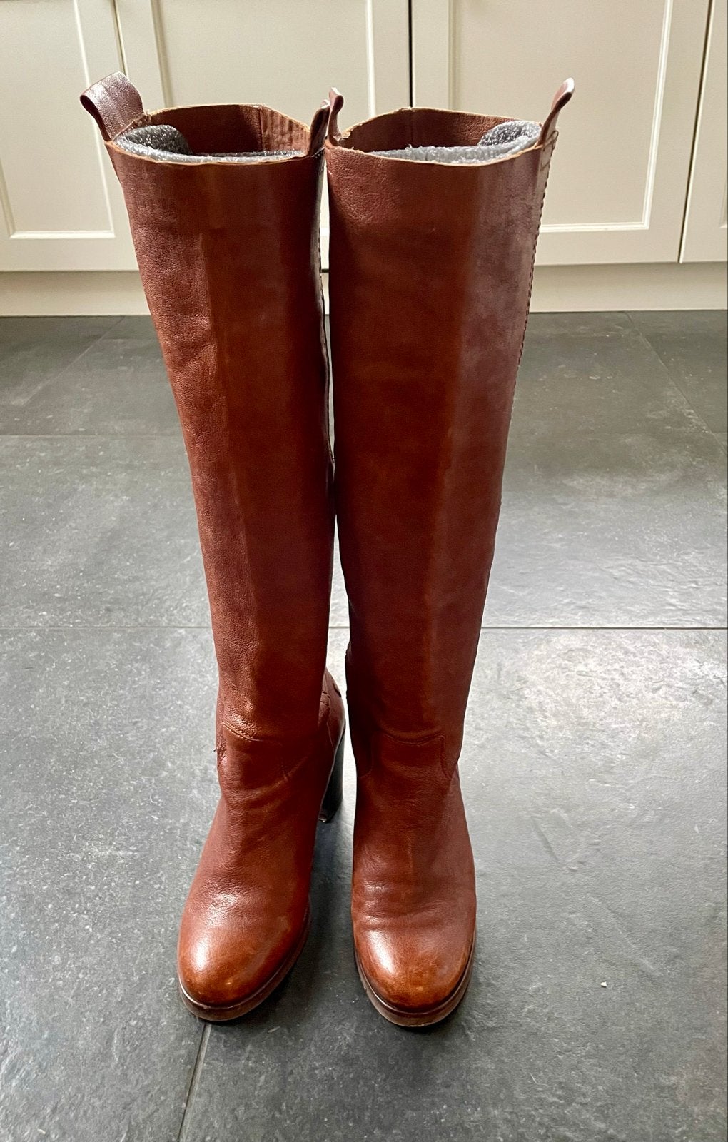 Shabbies Amsterdam hoge laarzen cognac  - Maat 40, Kleding | Dames, Ophalen of Verzenden, Gedragen, Bruin, Hoge laarzen
