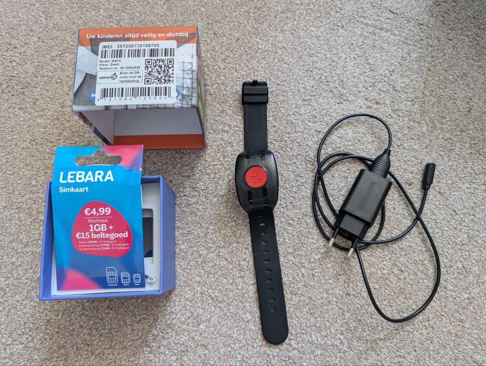 Wiesba WB74S senior smartwatch alarmhorloge, Ophalen of Verzenden, Waterdicht, Zo goed als nieuw, Zwart