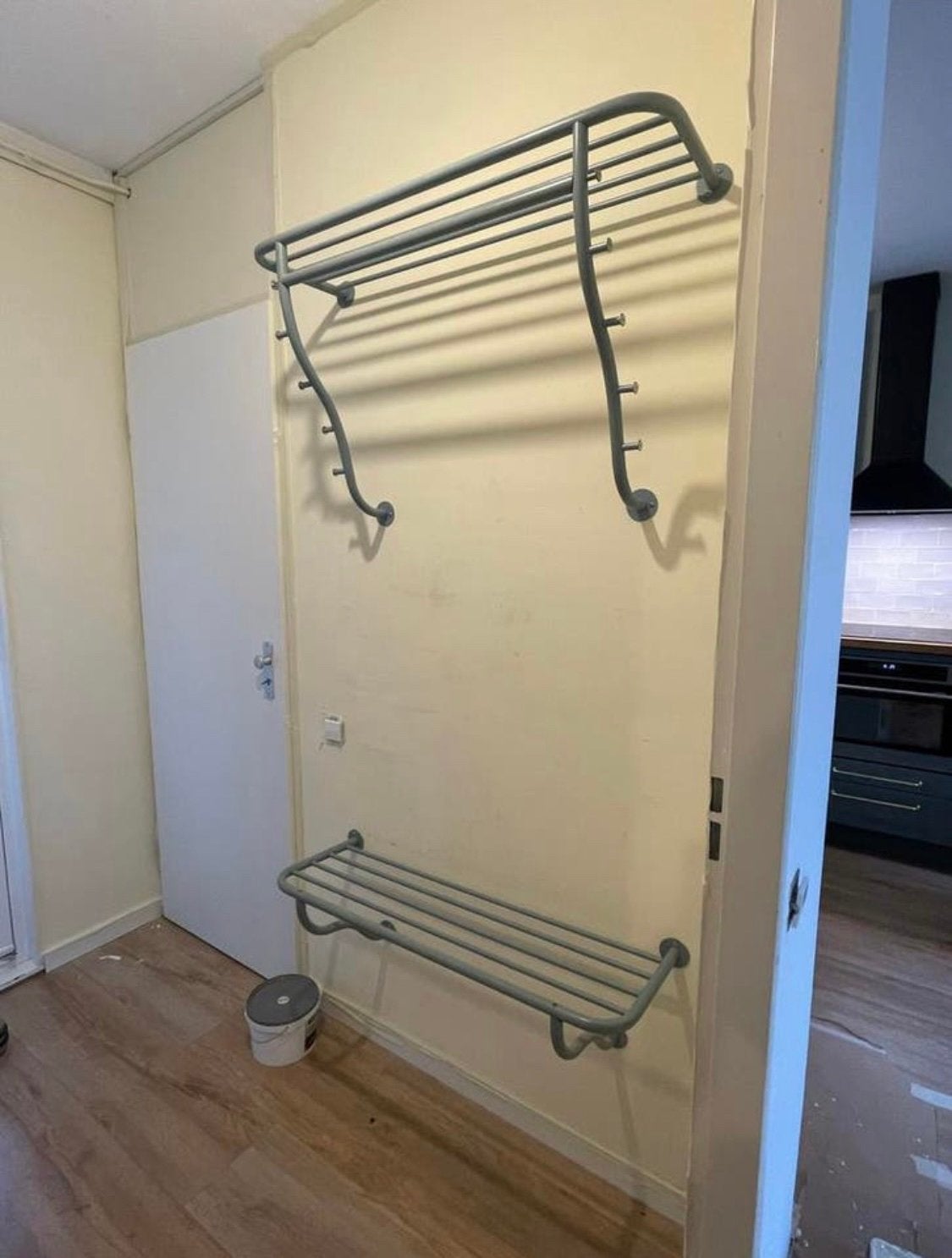 Kapstok en schoenenrek voor aan de muur 2 delig, 100 tot 150 cm, Zo goed als nieuw, Metaal, Ophalen