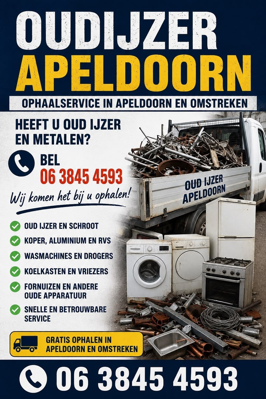 gratis oud ijzer en oude apparaten gezocht, Ophalen