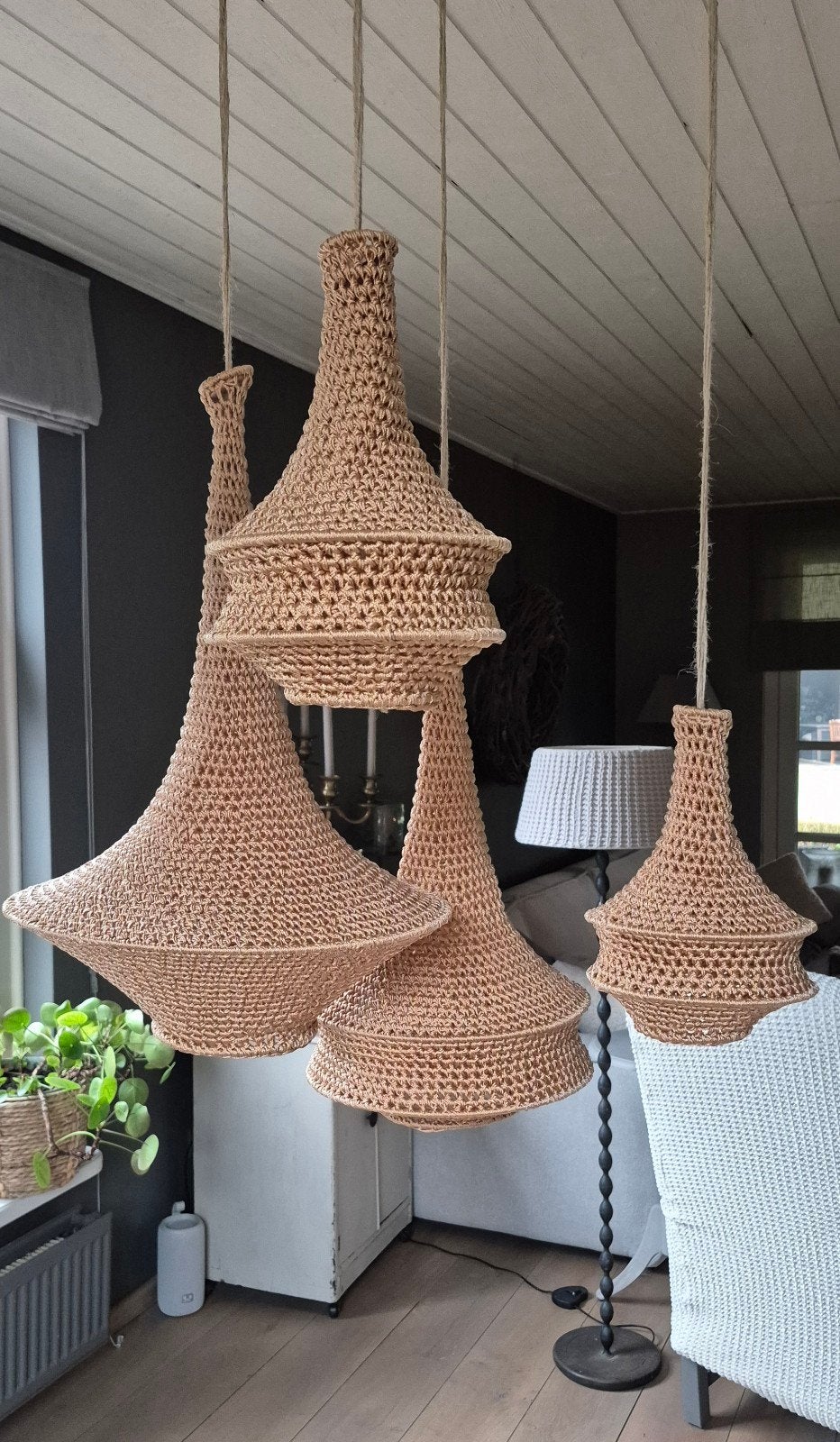 Gehaakte Marokkaanse kroonluchters/lampen, Ophalen, Nieuw, Boheems Ibiza