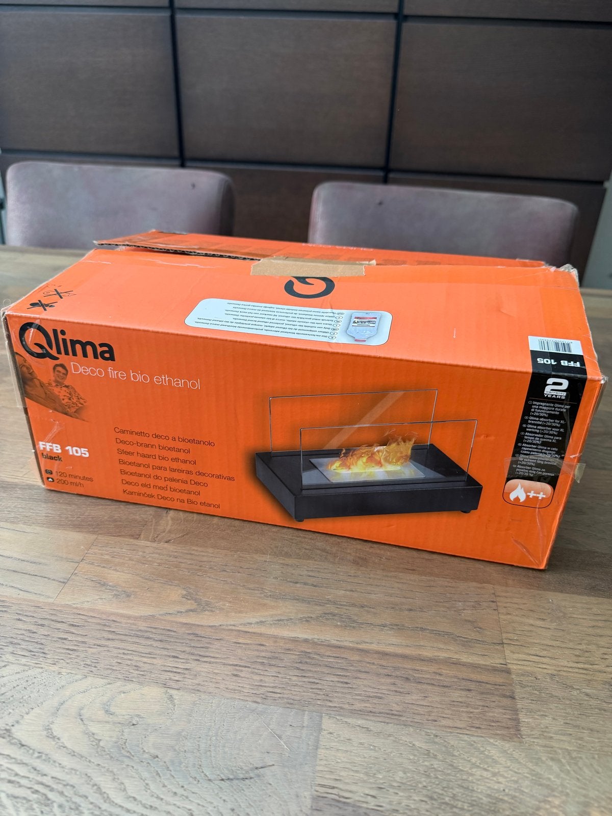 Qlima Deco Bio Ethanol Haard. zo goed als Nieuw in doos, Zwart, Nieuw, Ophalen of Verzenden, Metaal