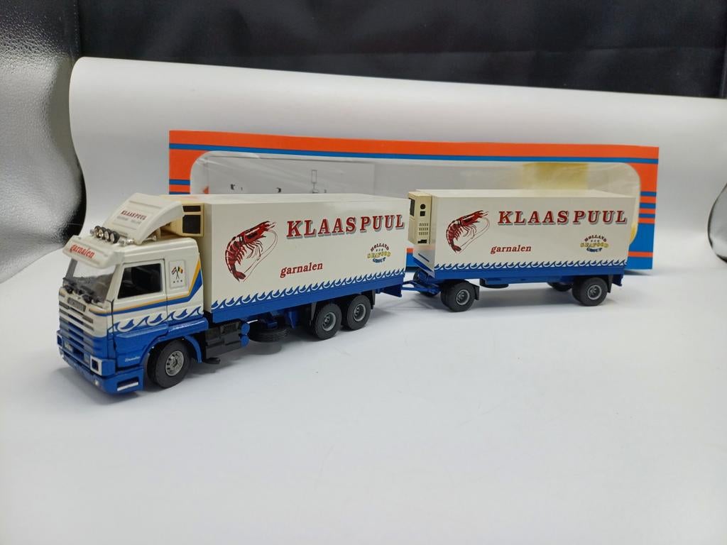 Tekno Scania 143 combi Klaas Puul, Hobby en Vrije tijd, Modelauto's | 1:50, Ophalen of Verzenden, Zo goed als nieuw, Bus of Vrachtwagen
