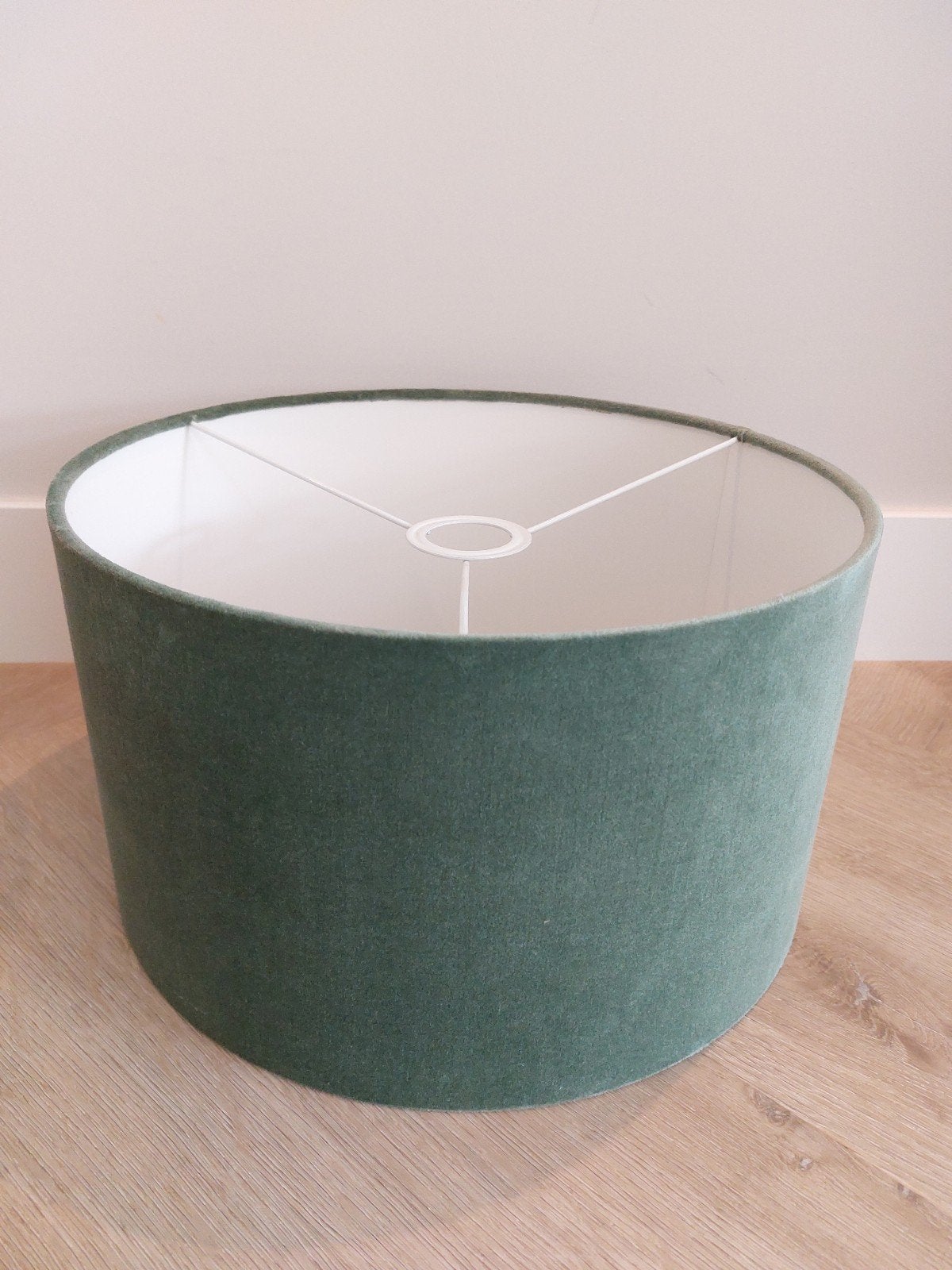 Jadegroen lampenkap velvet, als nieuw, 35x20 cm, Ophalen, Zo goed als nieuw, Groen, Rond