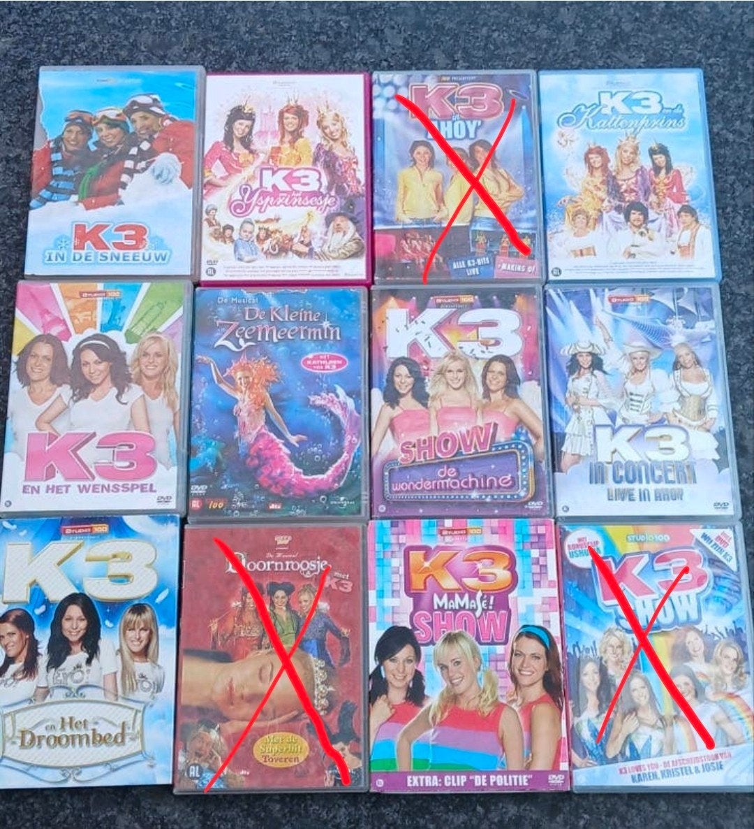 K3 DVD collectie - 9 dvd's - ook apart te koop, Gebruikt, Verzamelbox, Alle leeftijden, Familie