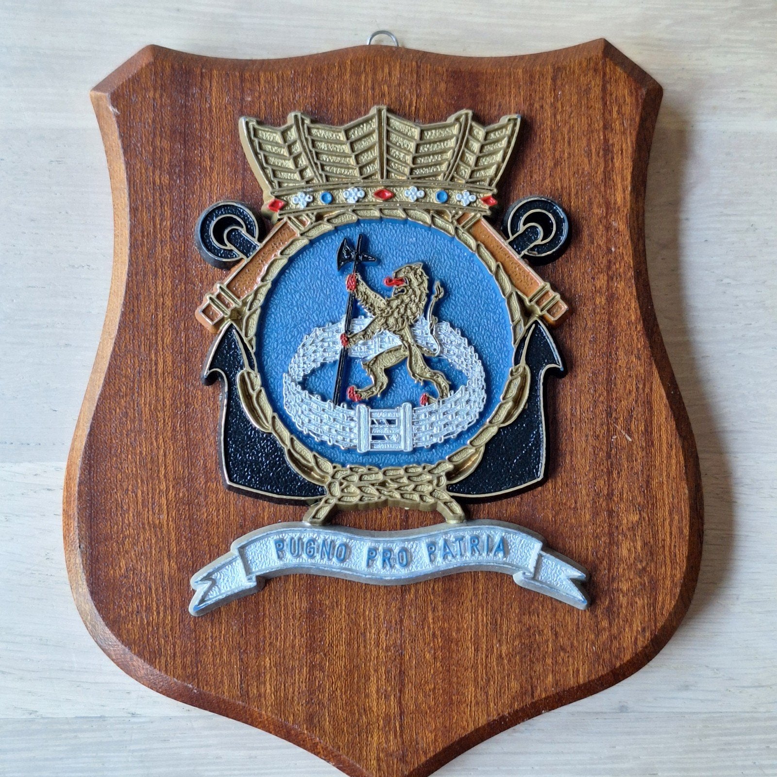 Pugno pro patria schild marine, Ophalen of Verzenden, Marine, Nederland, Overige typen