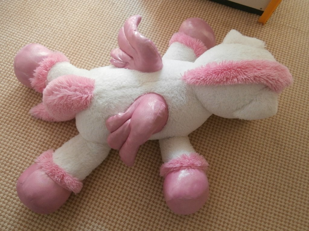 Grote roze-witte knuffel met vleugels., Ophalen, Paard, Gebruikt, Wit