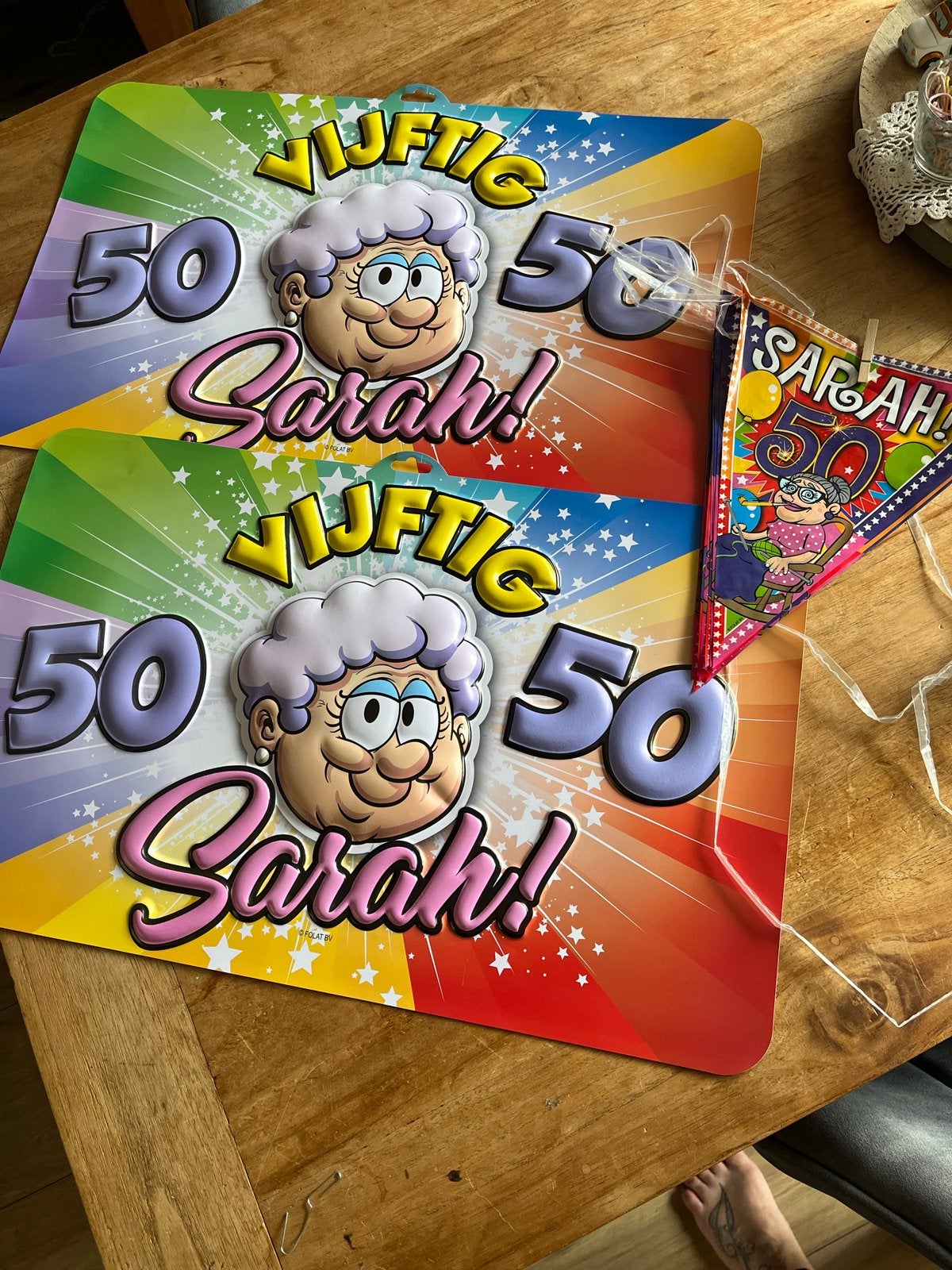 Sarah 50 jaar versiering - Feestartikelen, Hobby en Vrije tijd, Feestartikelen, Ophalen of Verzenden, Zo goed als nieuw, Versiering