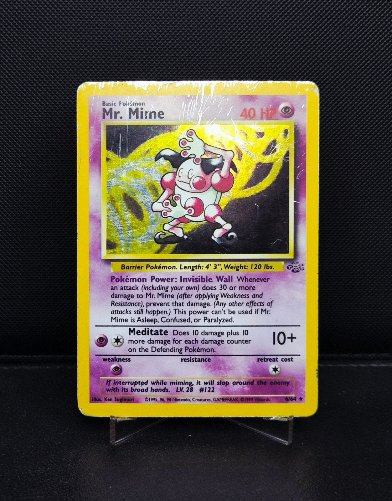 Mr. Mime Holo 6/64 Jungle set 1999 Engels, Hobby en Vrije tijd, Verzamelkaartspellen | Pokémon, Zo goed als nieuw, Ophalen of Verzenden