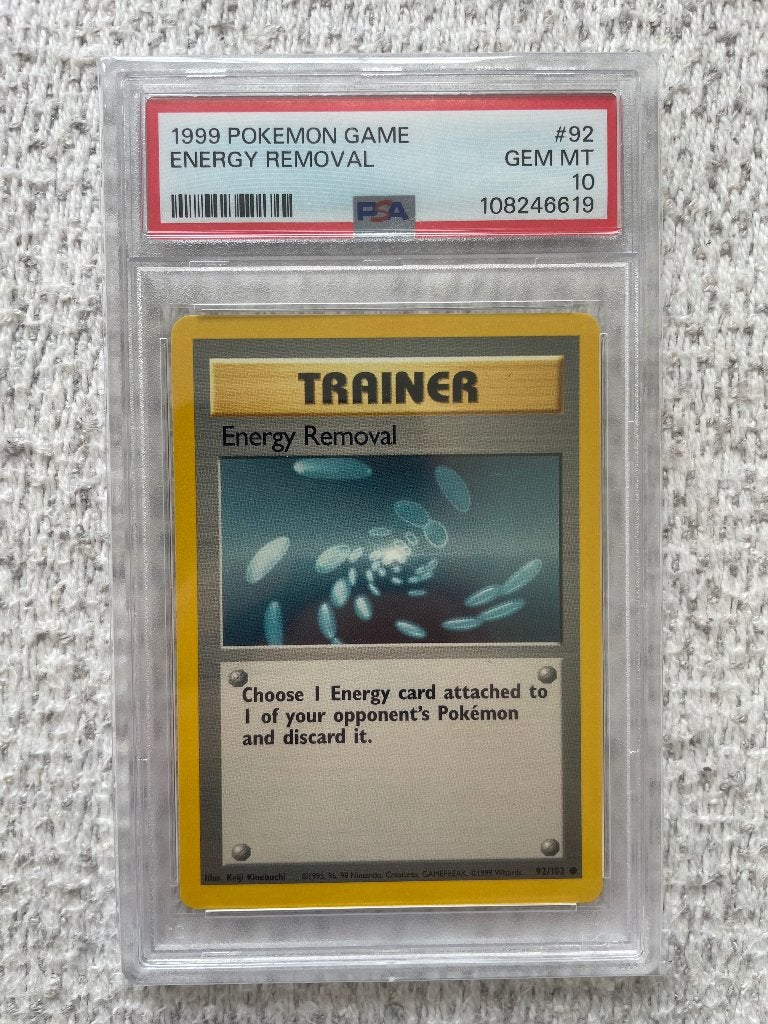 Pokémon - Energy Removal - 1999 Base Set EN - PSA 10, Ophalen of Verzenden, Zo goed als nieuw, Losse kaart, Foil