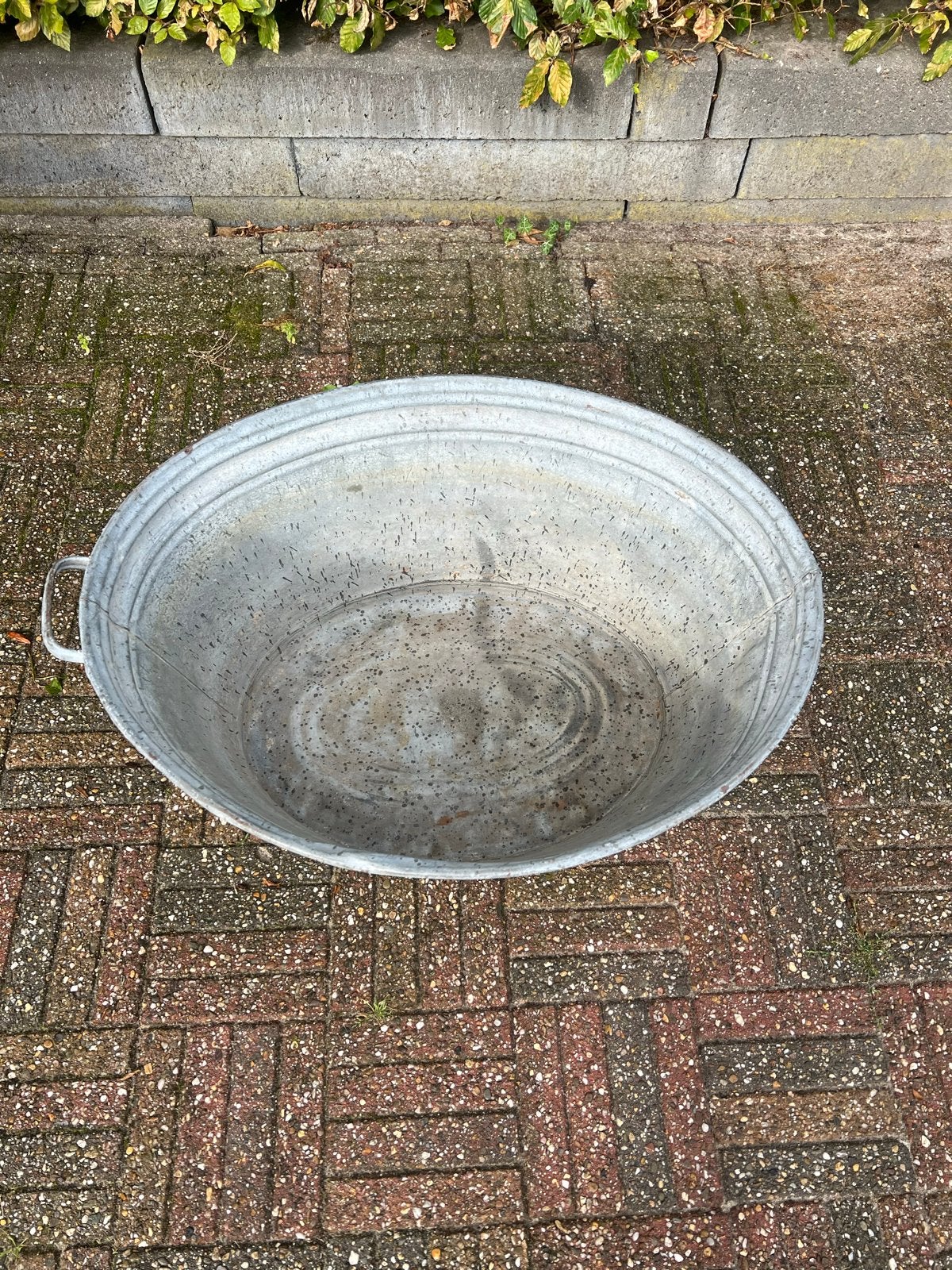 Grote zinken teil - Vintage wasbak of plantenbak, Antiek en Kunst, Ophalen