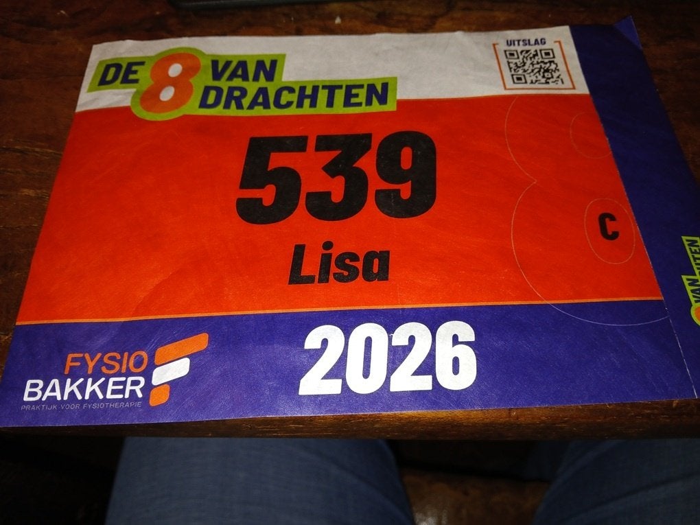 Startnummer voor 8vanDrachten loop - zondag 4 oktober, Eén persoon, Oktober