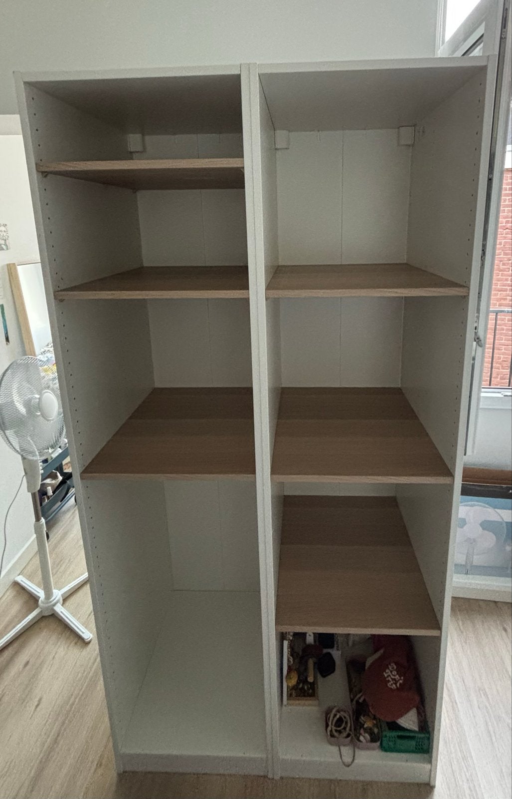 Twee witte PAX IKEA kasten met houten planken, Ophalen, Met plank(en), 200 cm of meer, 50 tot 100 cm