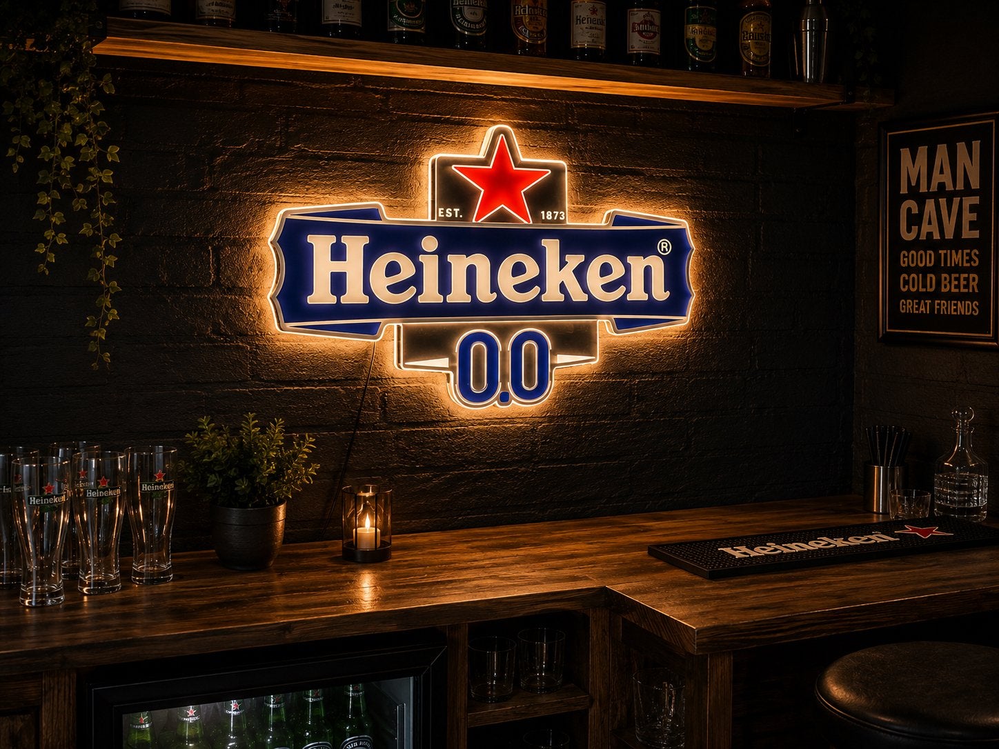 Heineken LED Sign - 50x36cm - Nieuw in doos, Ophalen, Overige merken, Kunststof, Meerkleurig