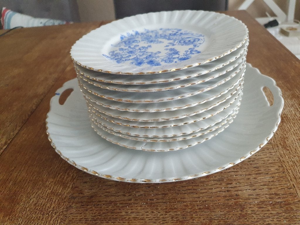 Taartschaal met bordjes, Antiek en Kunst, Ophalen of Verzenden