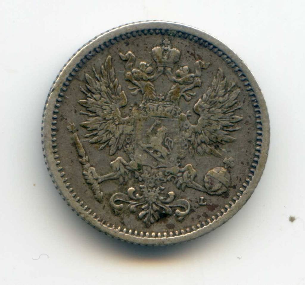 Finland 50 Pennia 1891 Oplage 282.000, Ophalen of Verzenden, Overige landen, Zilver