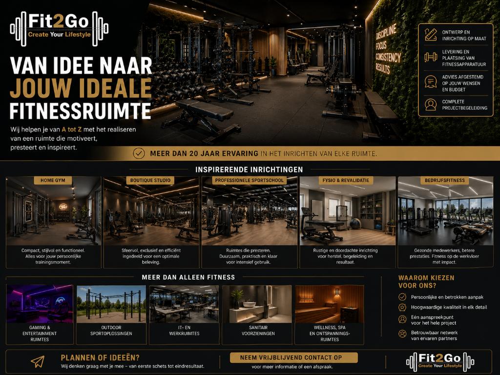 Fitnessruimte Inrichten Home Gym Fitness Apparatuur Advies, Ophalen, Nieuw, Overige typen