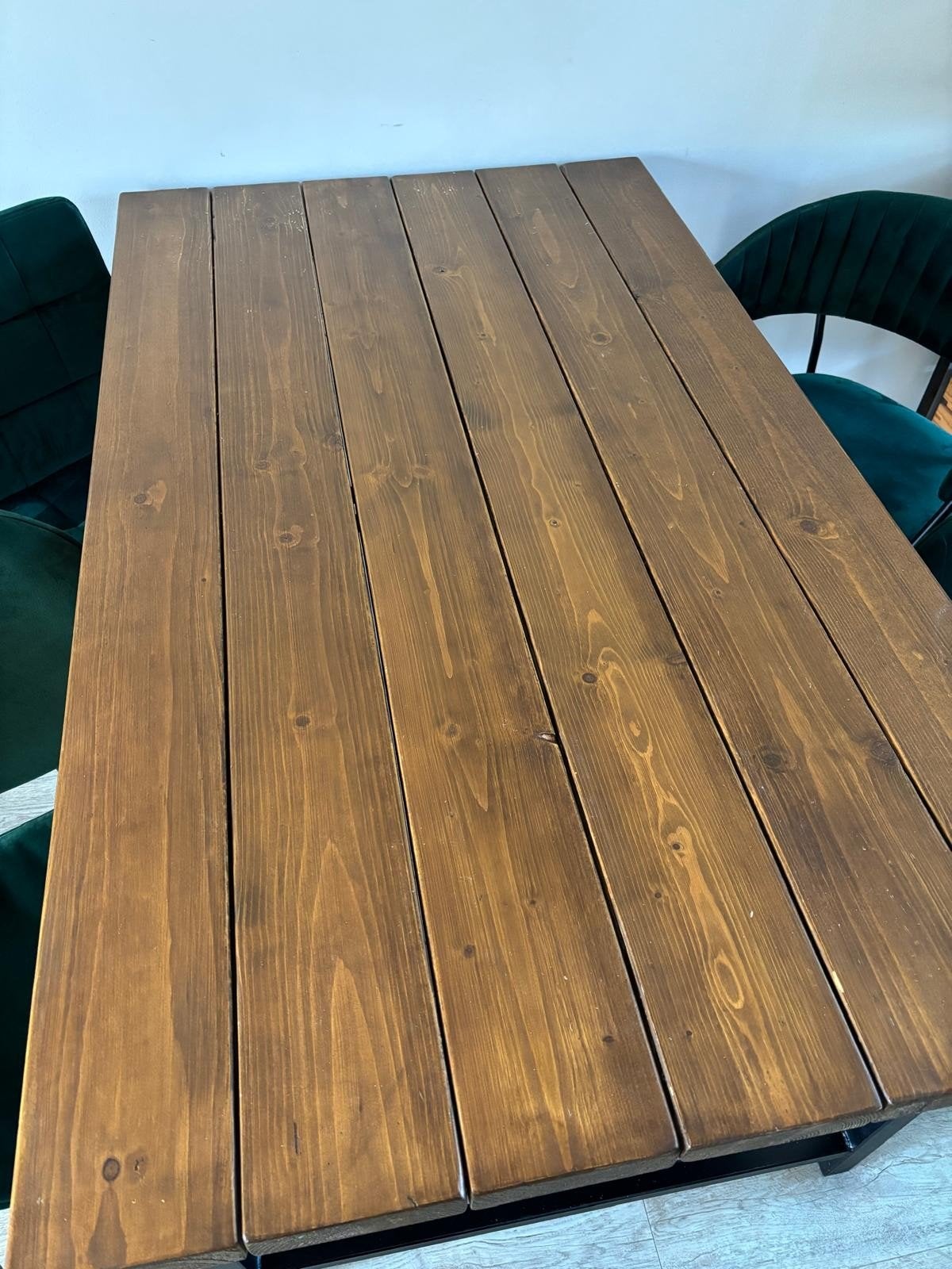 Robuuste eettafel steigerhout 150x85 cm + Stoelen!, Gebruikt, 50 tot 100 cm, 150 tot 200 cm, Vier personen