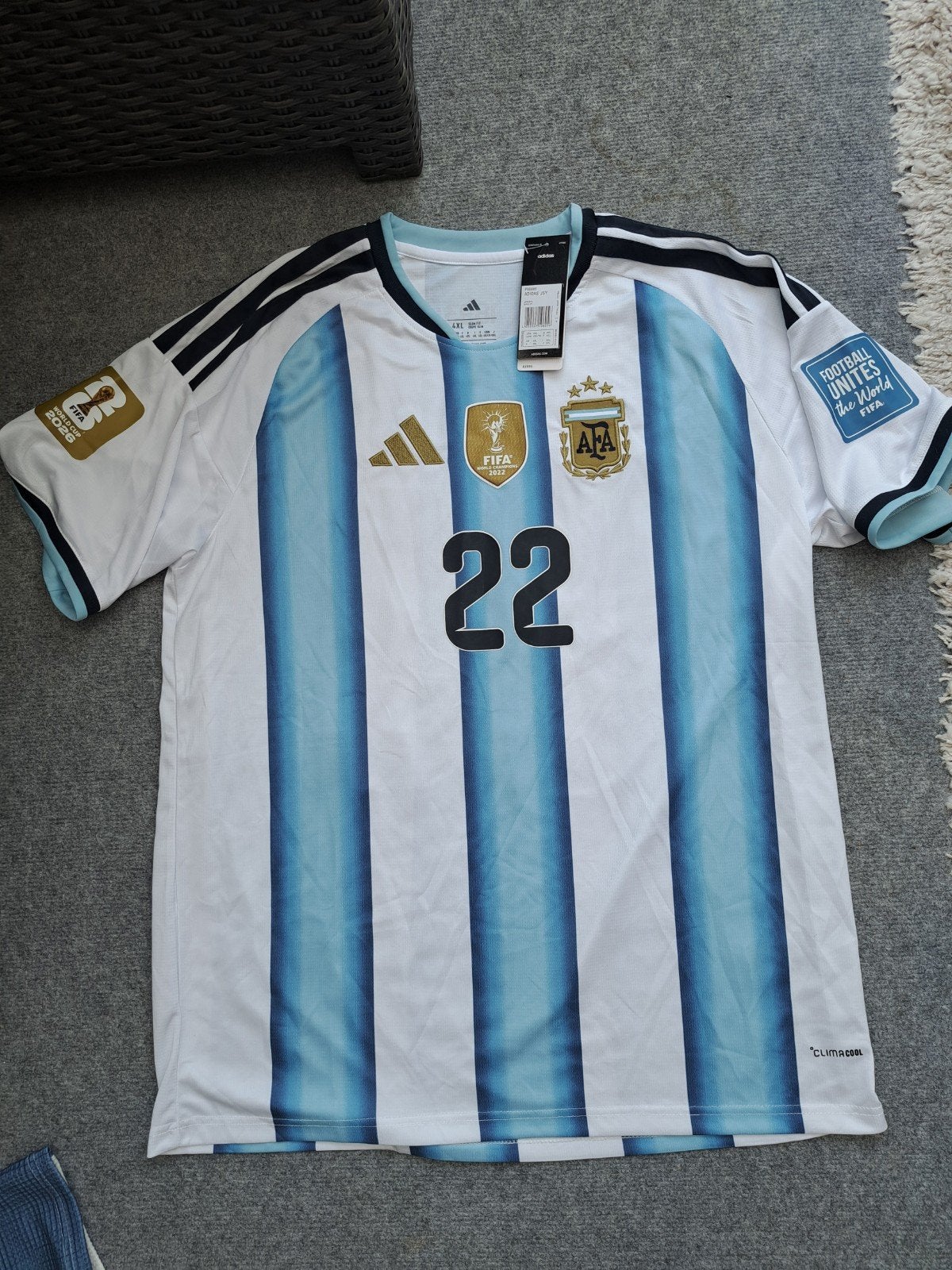 Argentinië Thuisshirt WK 2022 - L. Martínez #22 - Maat 3xl, Maat XL, Ophalen of Verzenden, Nieuw, Shirt