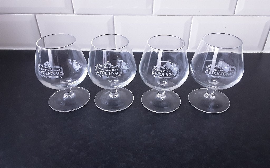 POLIGNAC cognac glazen 4 stuks, Verzamelen, Ophalen of Verzenden, Zo goed als nieuw, Borrel- of Shotglas