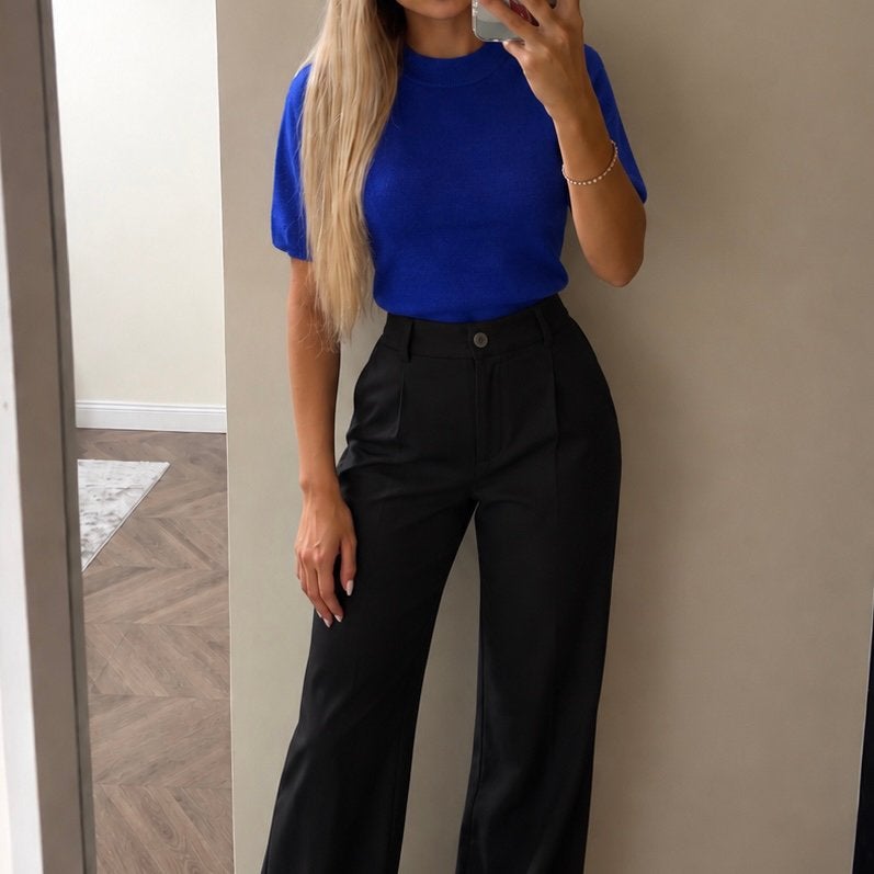 Studio Anneloes blauw/paarse trui/top met korte mouwen, Verzenden, Zo goed als nieuw, Maat 42/44 (L), Blauw