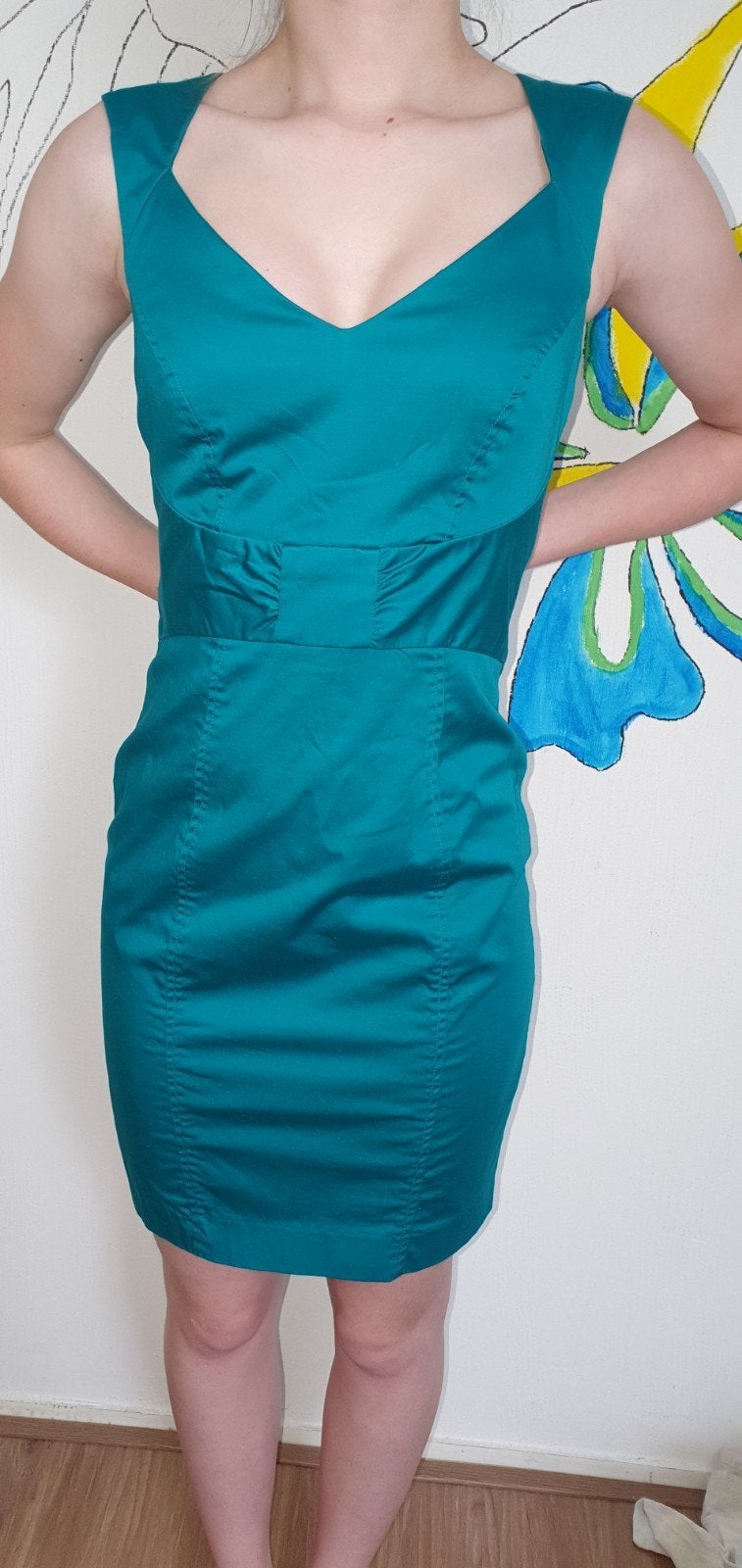 Stijlvolle turquoise jurk - Maat 34, Ophalen of Verzenden, Maat 36 (S), Boven de knie, Groen