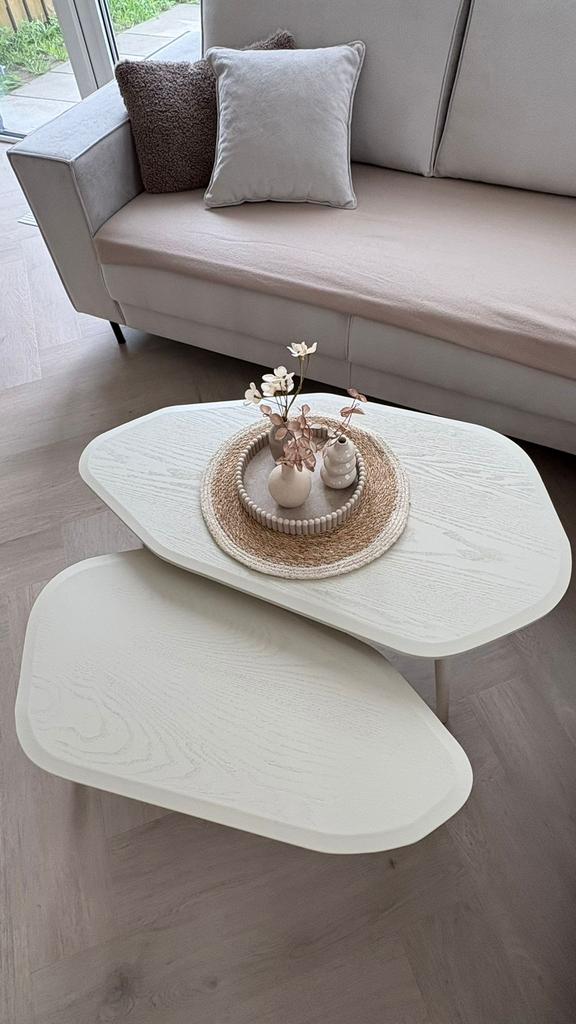 Organisch salontafel davina set, 50 tot 100 cm, Rond, Ophalen of Verzenden, Zo goed als nieuw