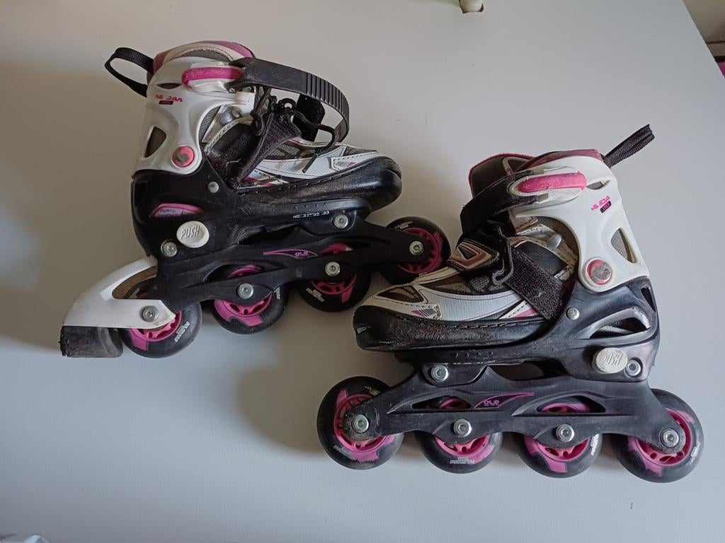 Nijdam Skeelers Wit/Roze - Verstelbaar Maat 30-33, Kinderen, Inline skates 4 wielen, Ophalen, Overige merken