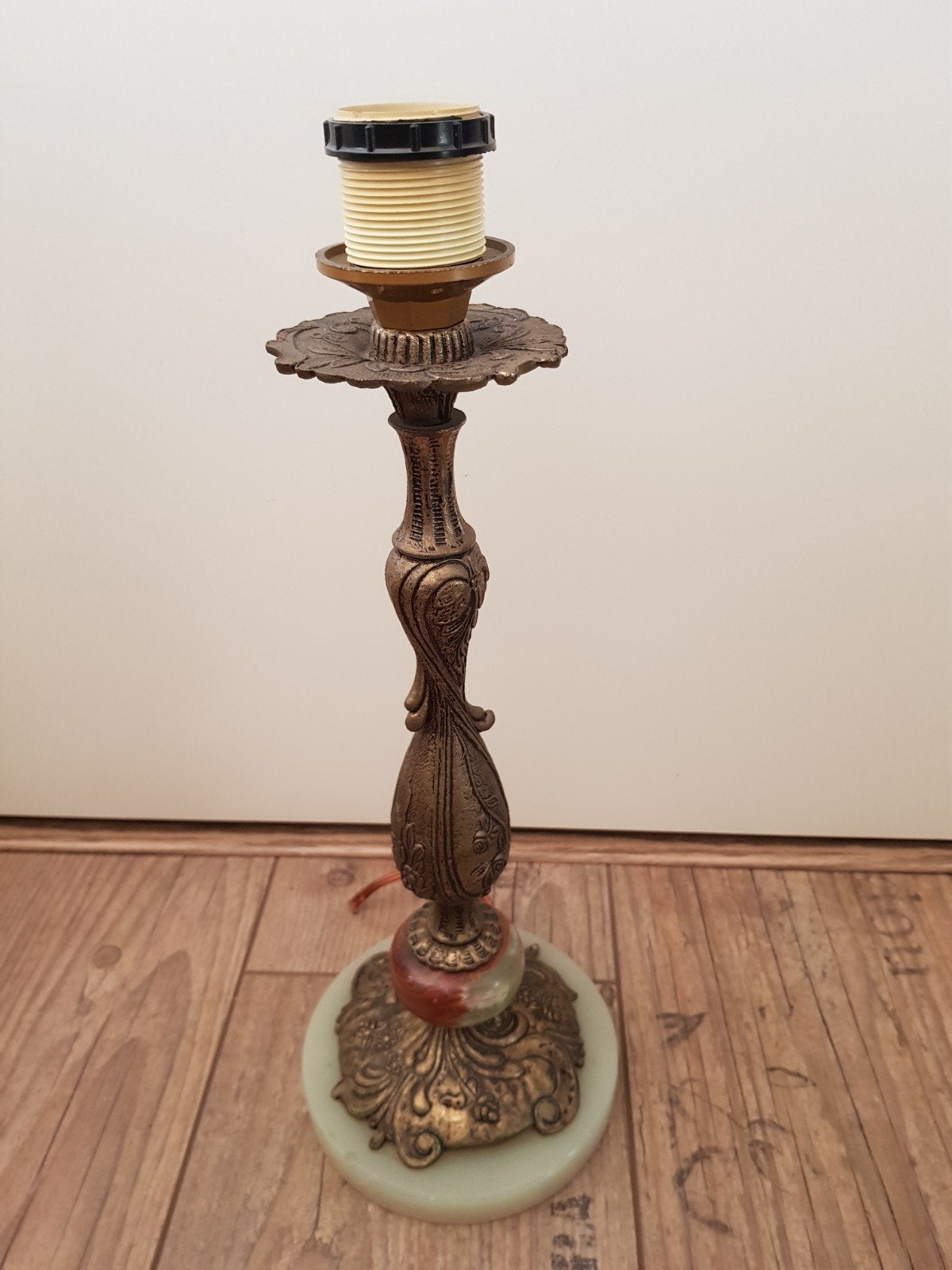 Antieke lampenvoet van brons en marmer, Ophalen of Verzenden