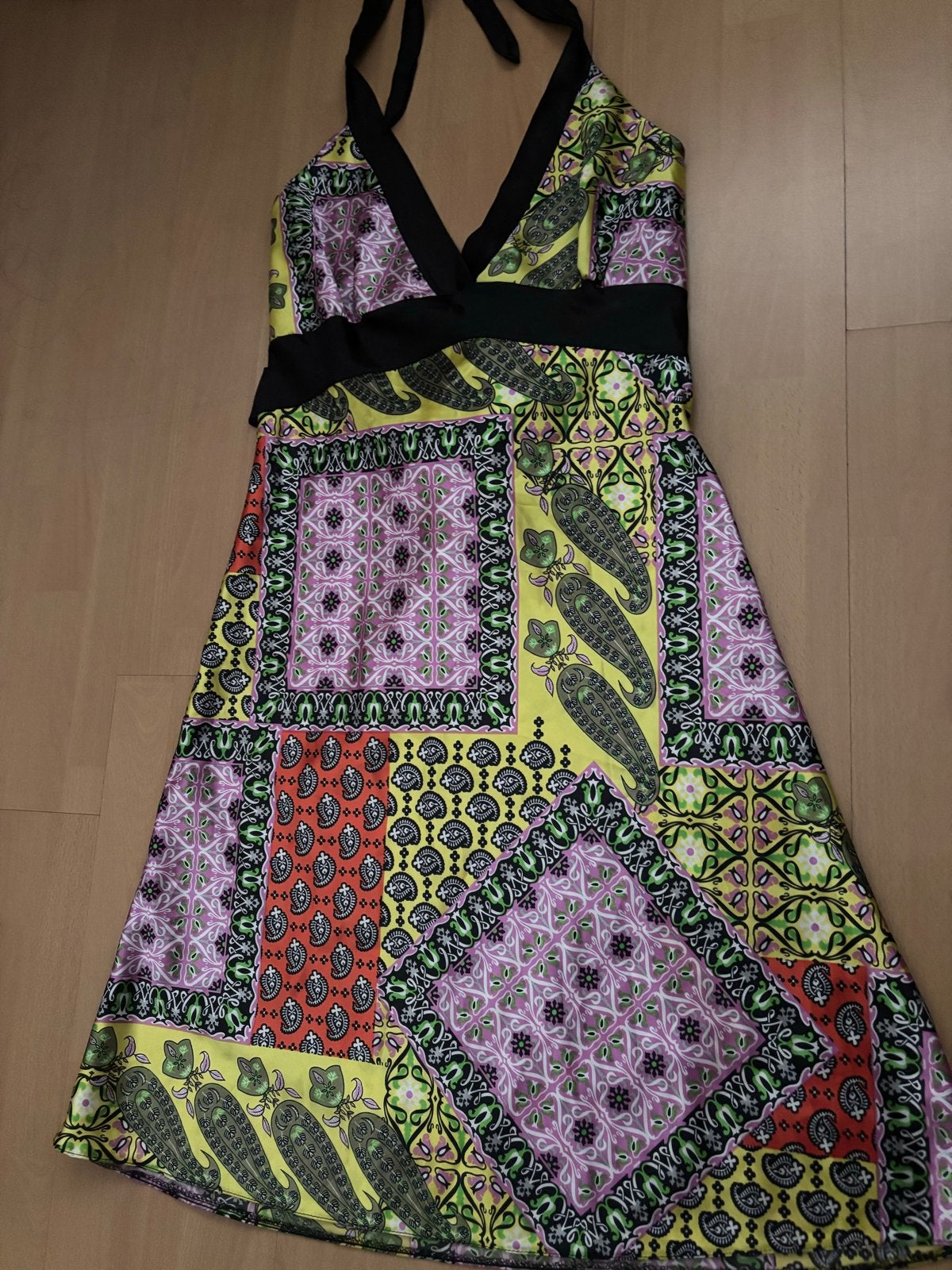 Zomerse Halterjurk met Patchwork Print, Kleding | Dames, Maat 38/40 (M), Meerkleurig, Ophalen of Verzenden, Zo goed als nieuw