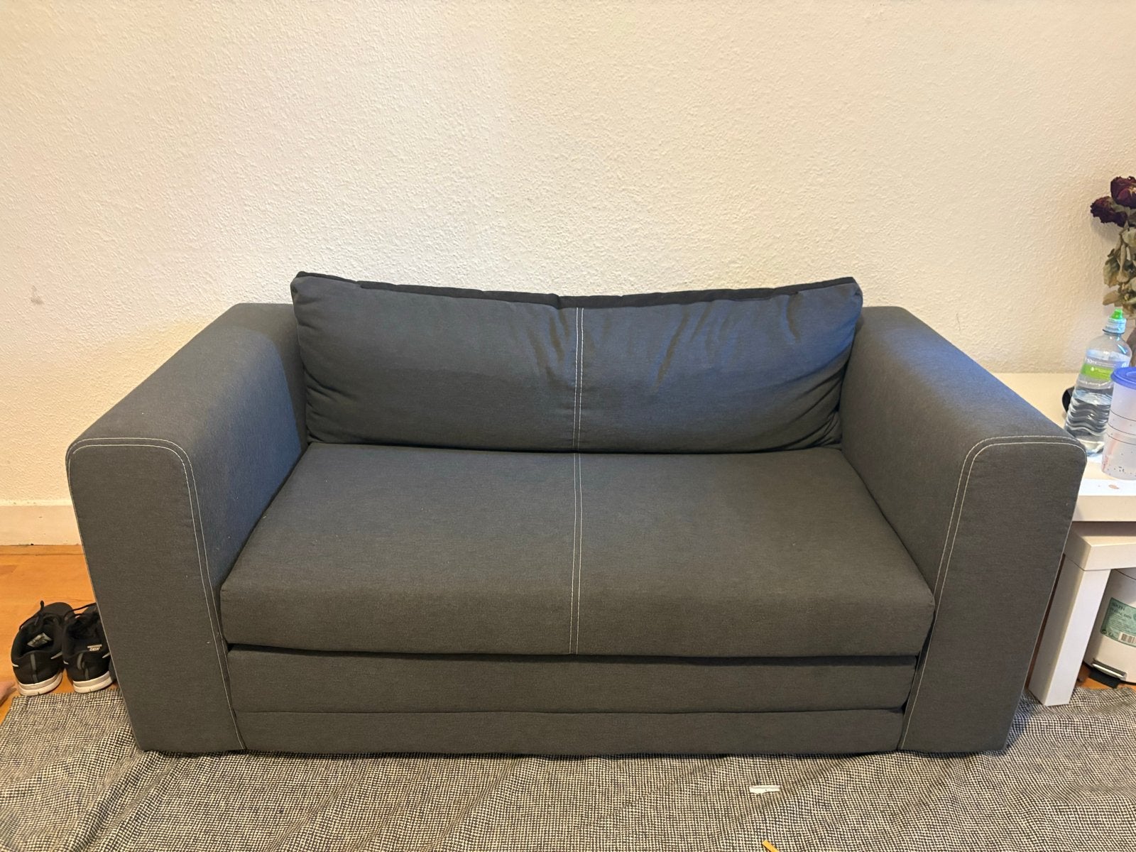 IKEA ASKEBY slaapbank - Donkergrijs, Gebruikt, Tweepersoons, Ophalen of Verzenden, 120 cm