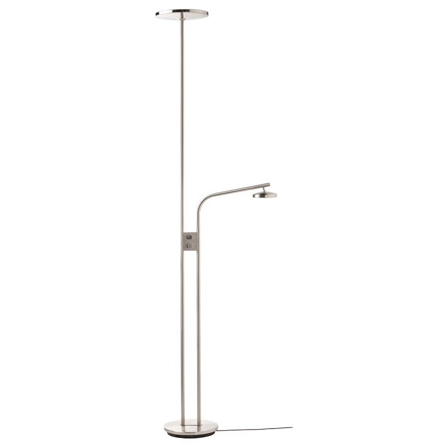 2x IKEA Lersta Vloerlamp met leeslamp, geborsteld nikkel, Ophalen, Gebruikt, E27 (groot), Metaal