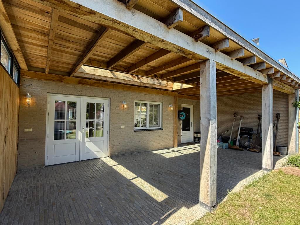 Eiken overkapping 36m2 optioneel met zadeldak en raamkozijn, Tuin en Terras, Ophalen of Verzenden, Zo goed als nieuw, Overige typen