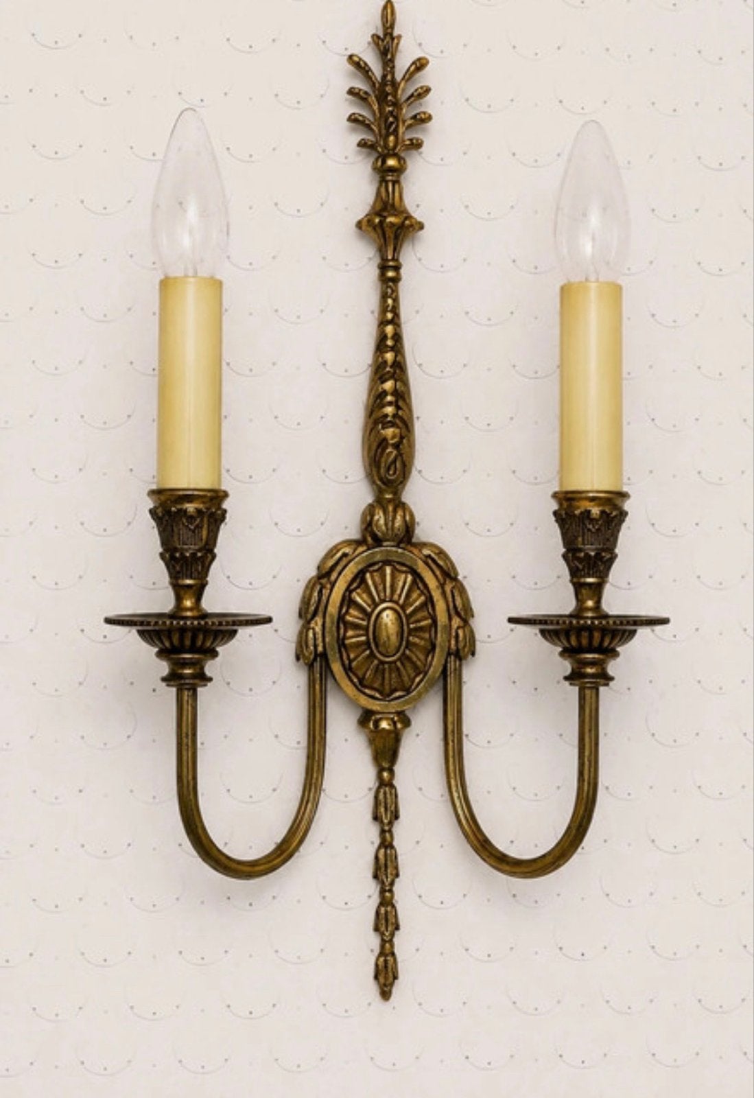 Antieke Empire Stijl Messing Wandlamp - Art Deco Elegantie, Antiek en Kunst, Antiek | Lampen, Ophalen of Verzenden